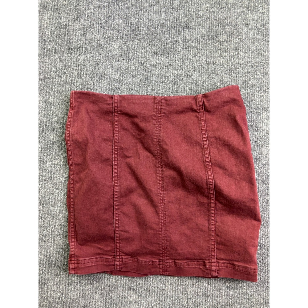 Free People Mini Skirt Womens Size 2‎ Burgundy Maroon Seamed Exposed Back Zip